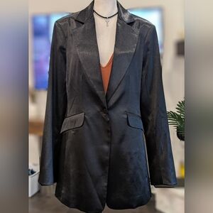 Blue B Black Satin Women's Blazer